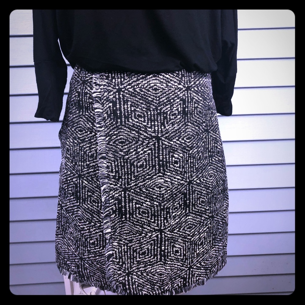 Banana Republic Faux Wrap Fringe Hem Skirt Size 0